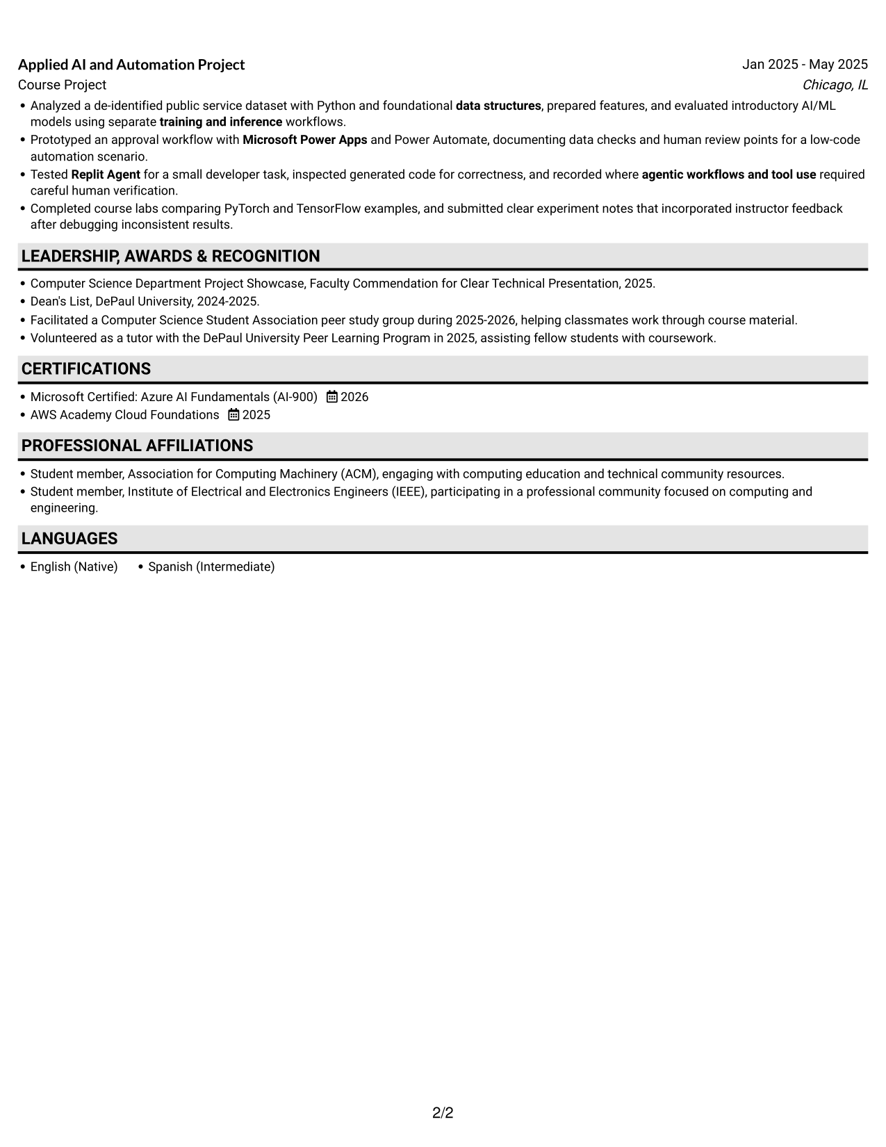 Resume example — page 2