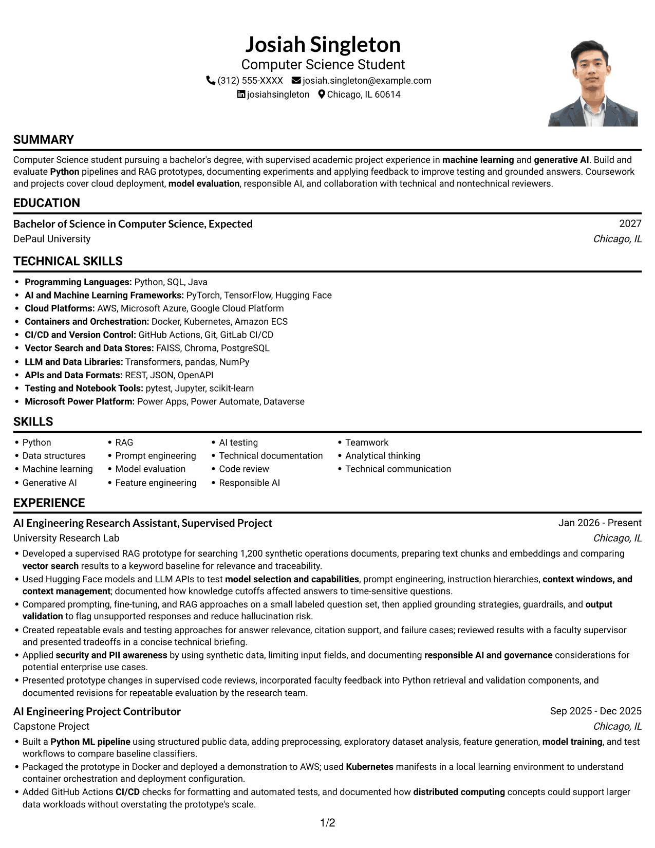 Resume example — page 1