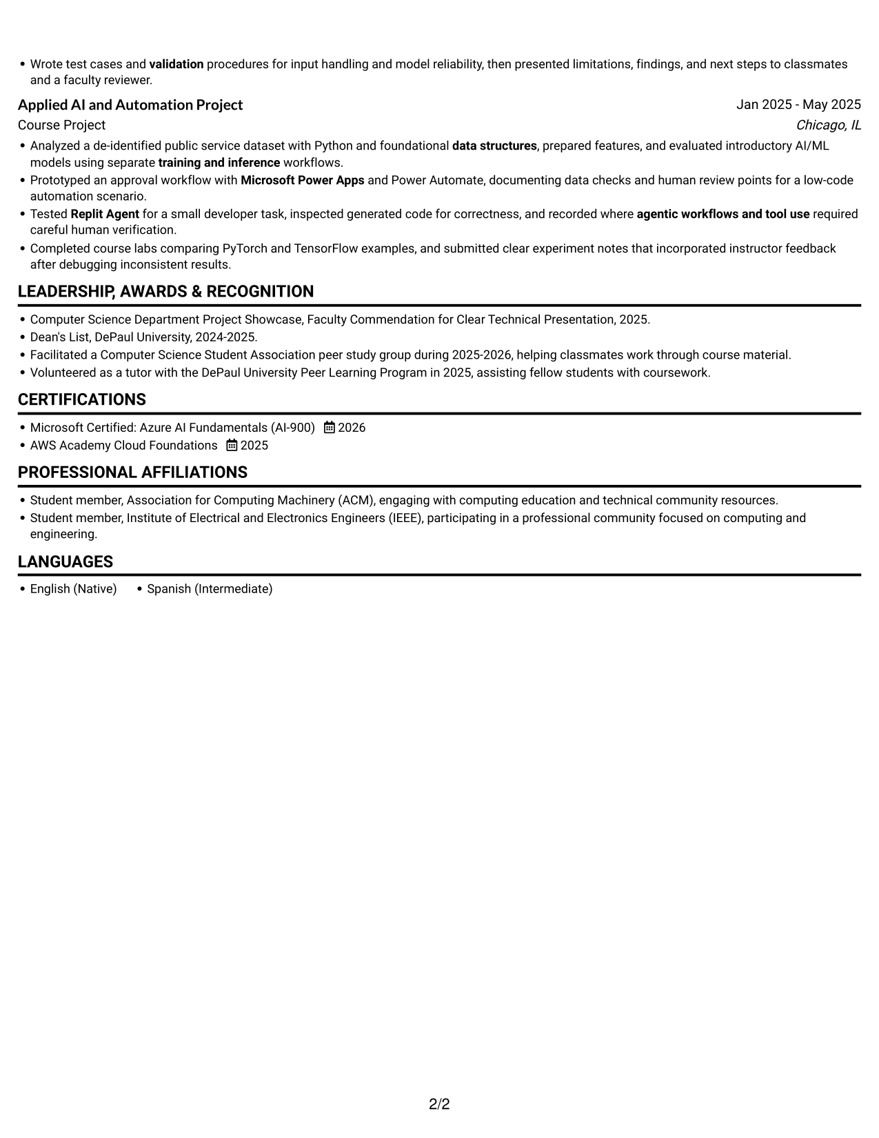 Resume example — page 2