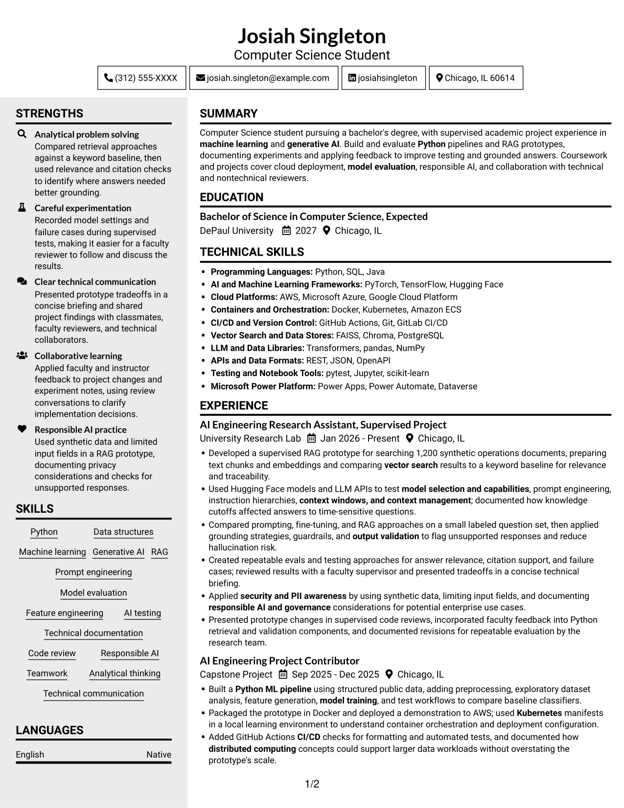 Resume example — page 1