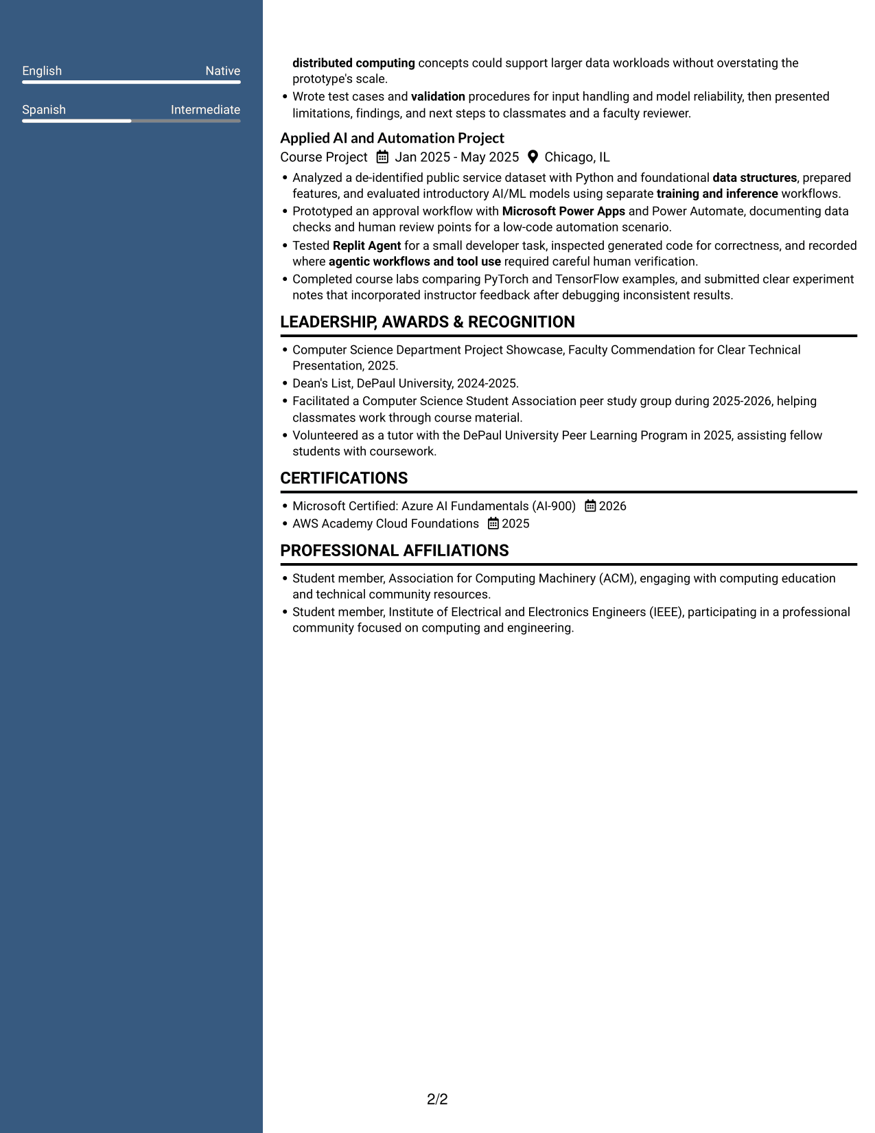 Resume example — page 2