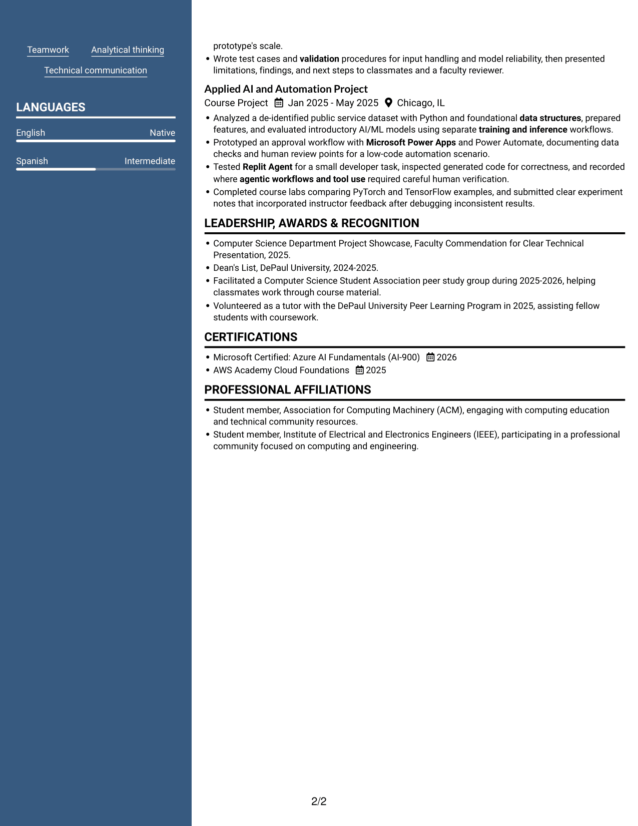 Resume example — page 2