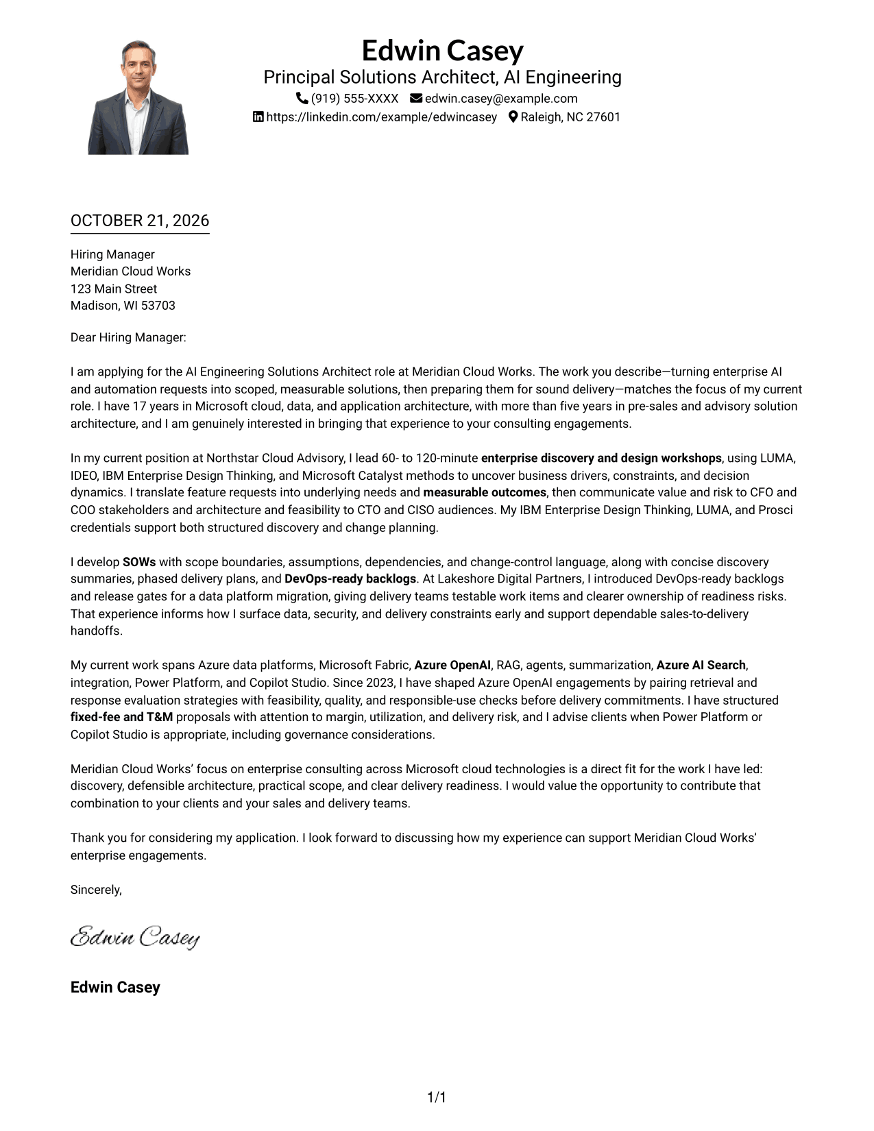 Cover letter example — page 1