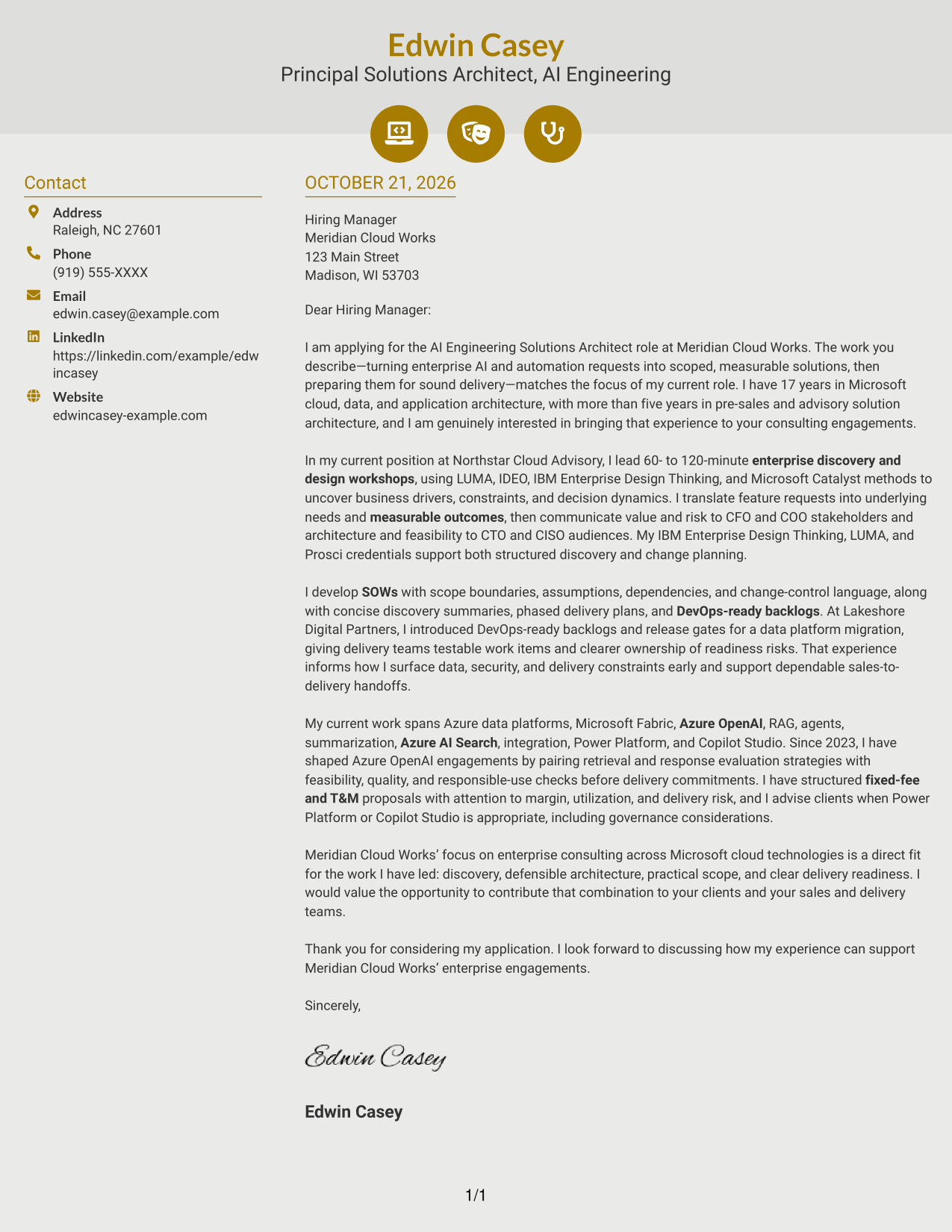 Cover letter example — page 1