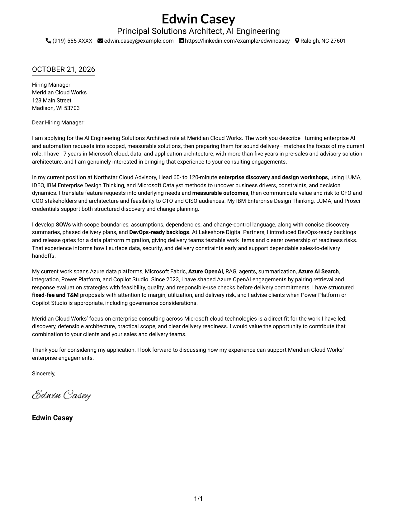 Cover letter example — page 1