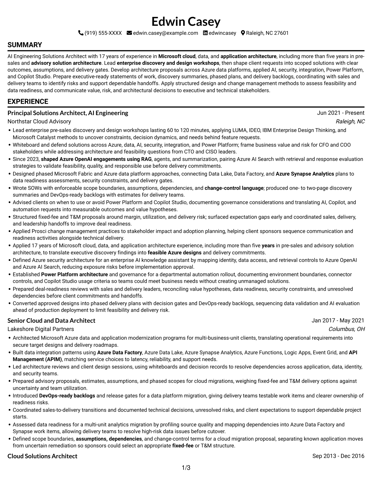 Resume example — page 1