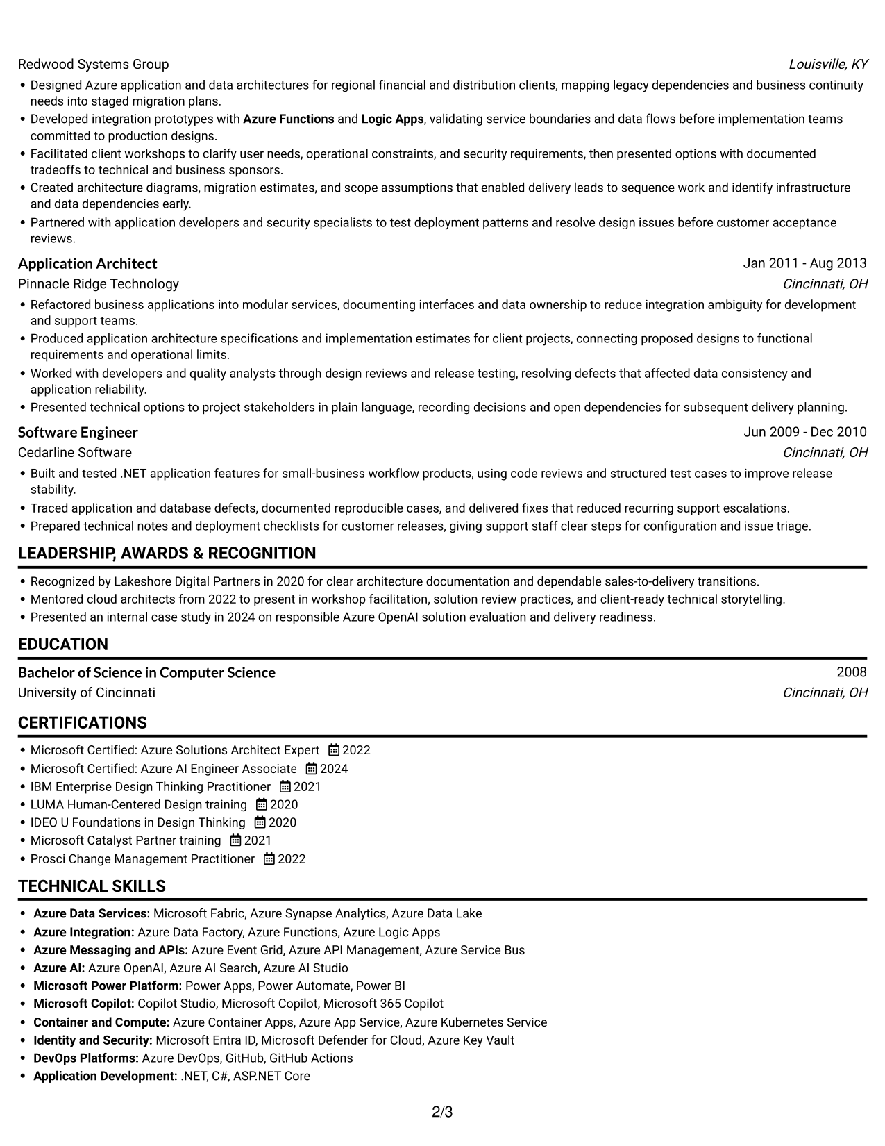 Resume example — page 2