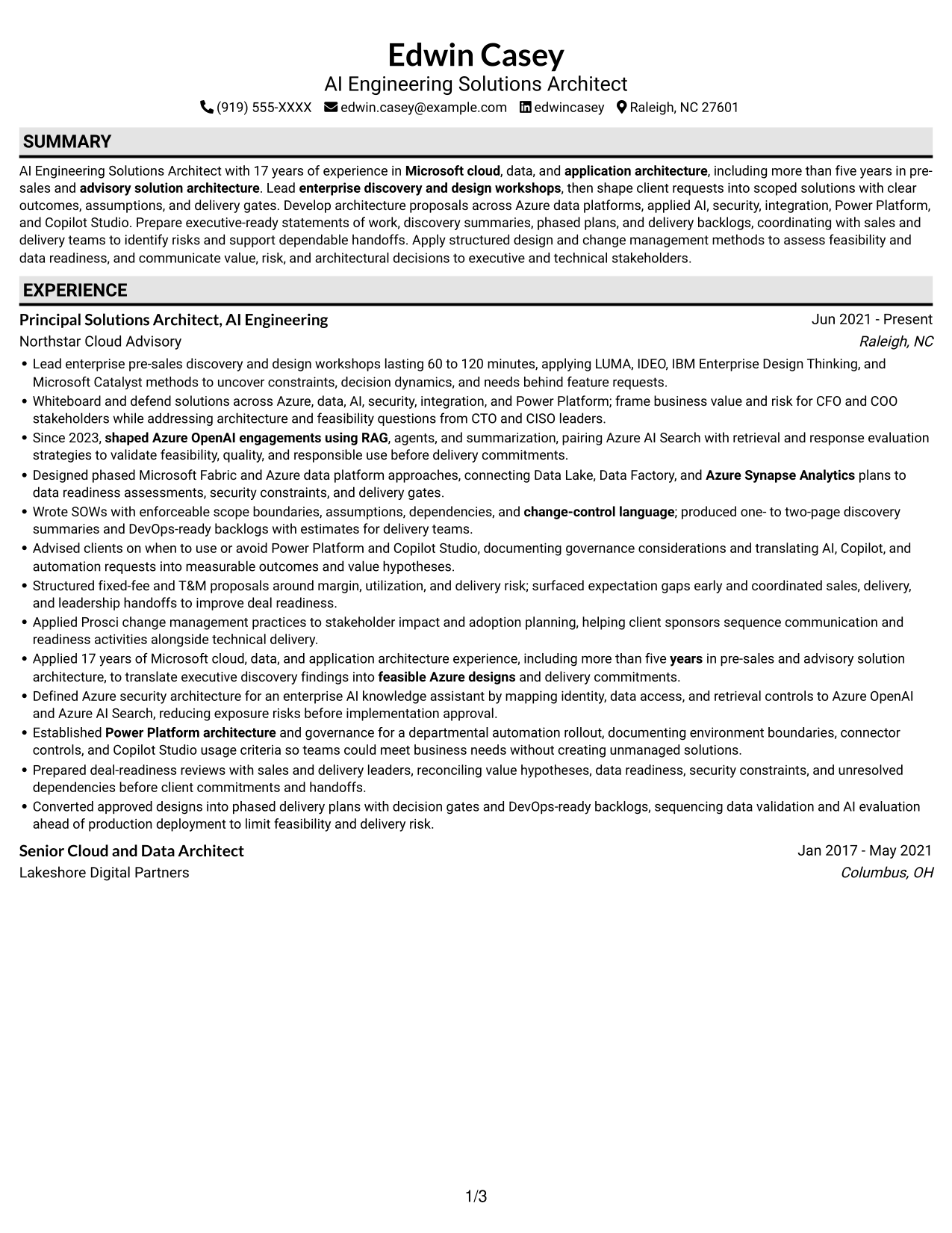 Resume example — page 1