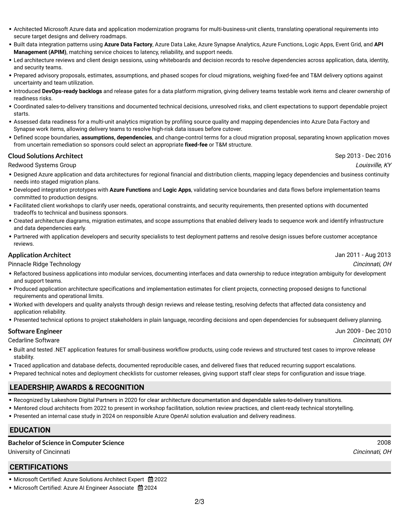 Resume example — page 2
