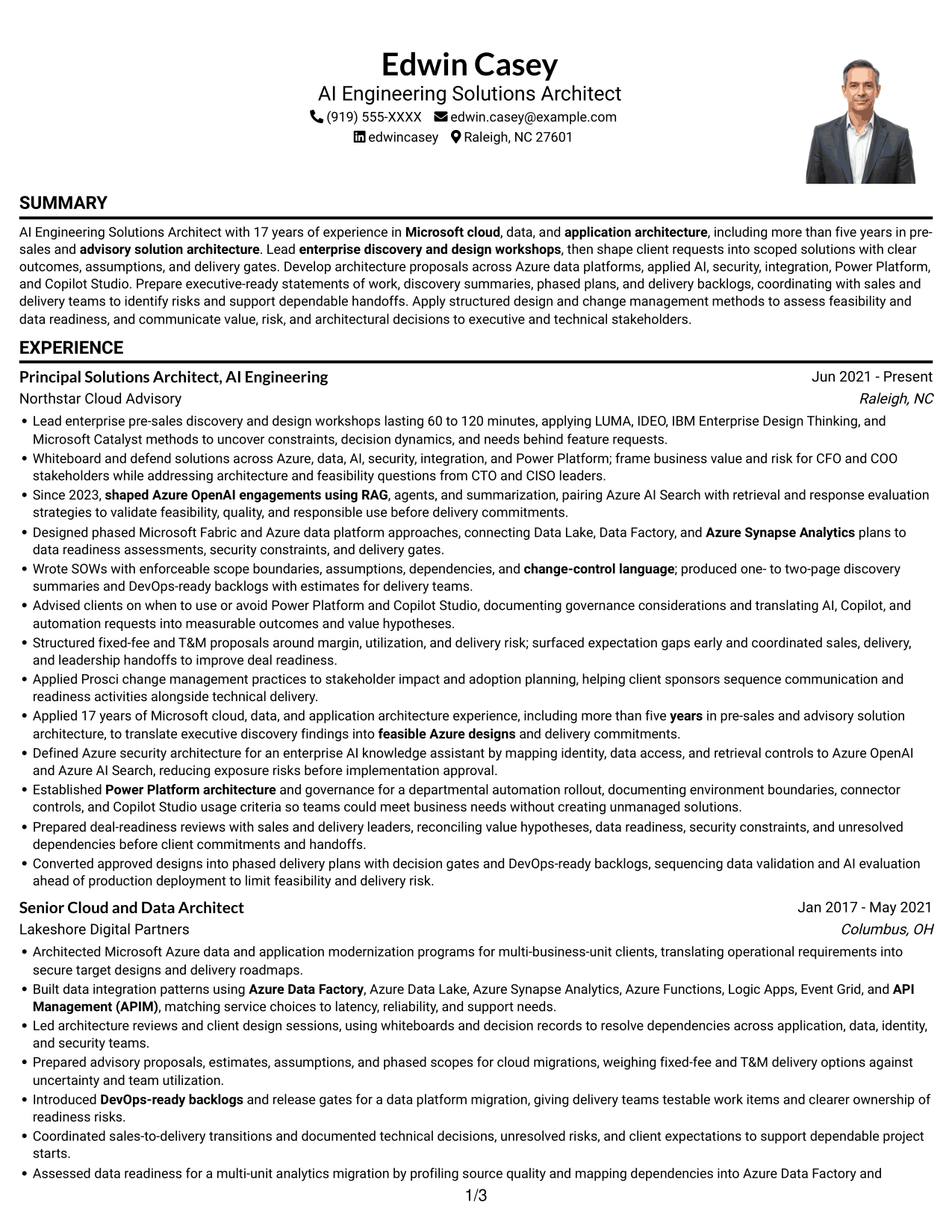 Resume example — page 1