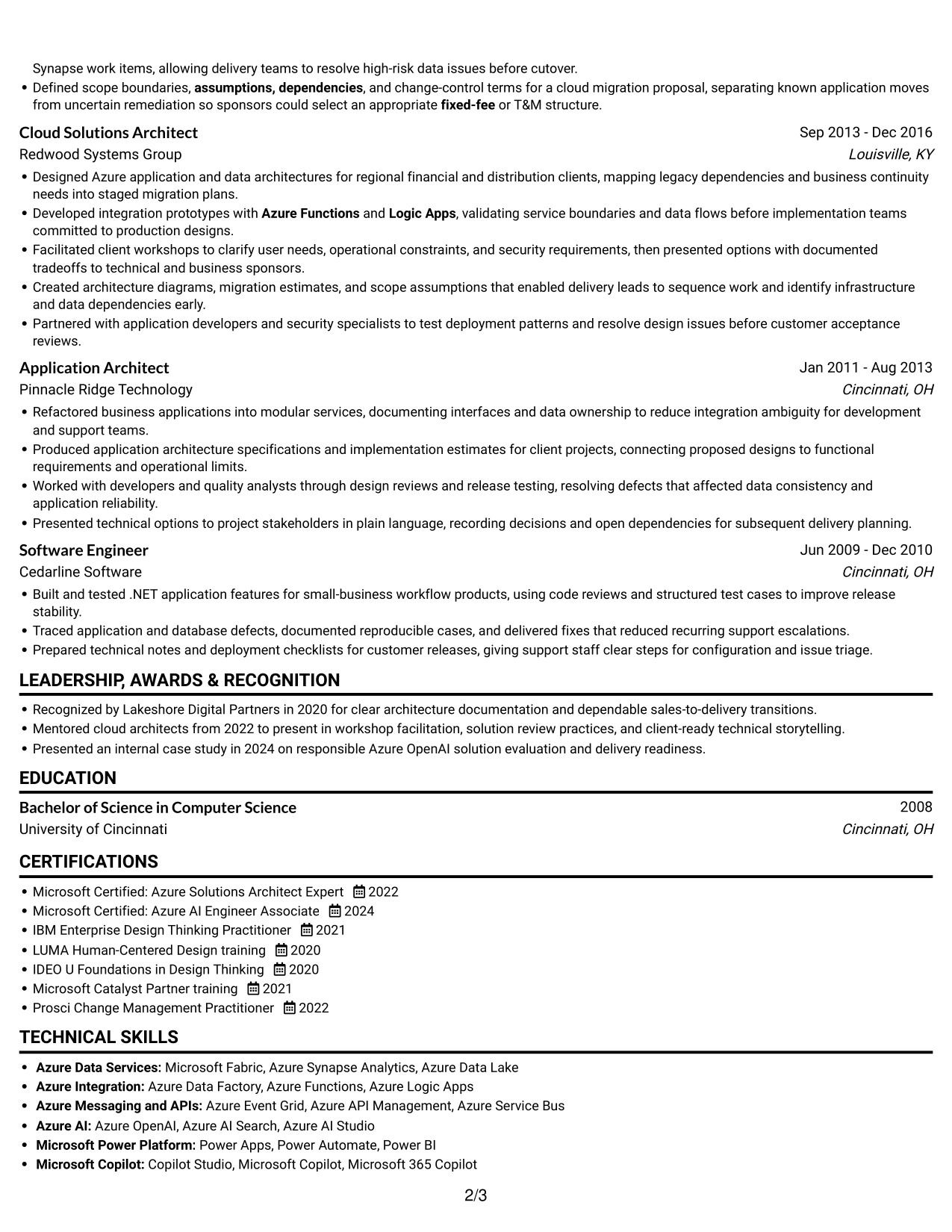Resume example — page 2