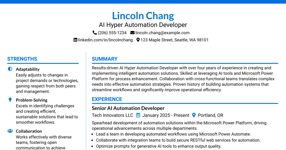 33 AI Hyper Automation Developer Resume Templates with Example 2026 (ATS-Optimized)