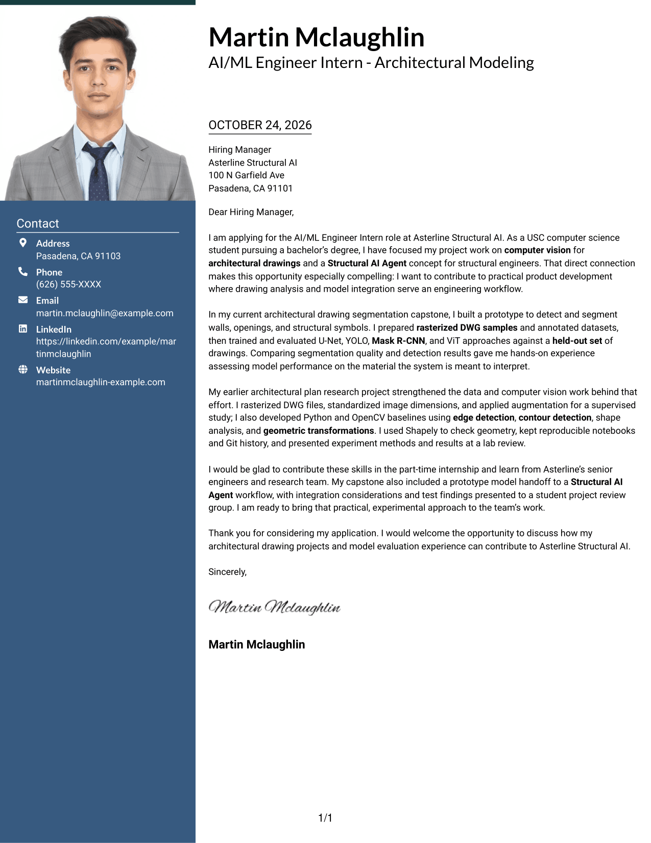 Cover letter example — page 1