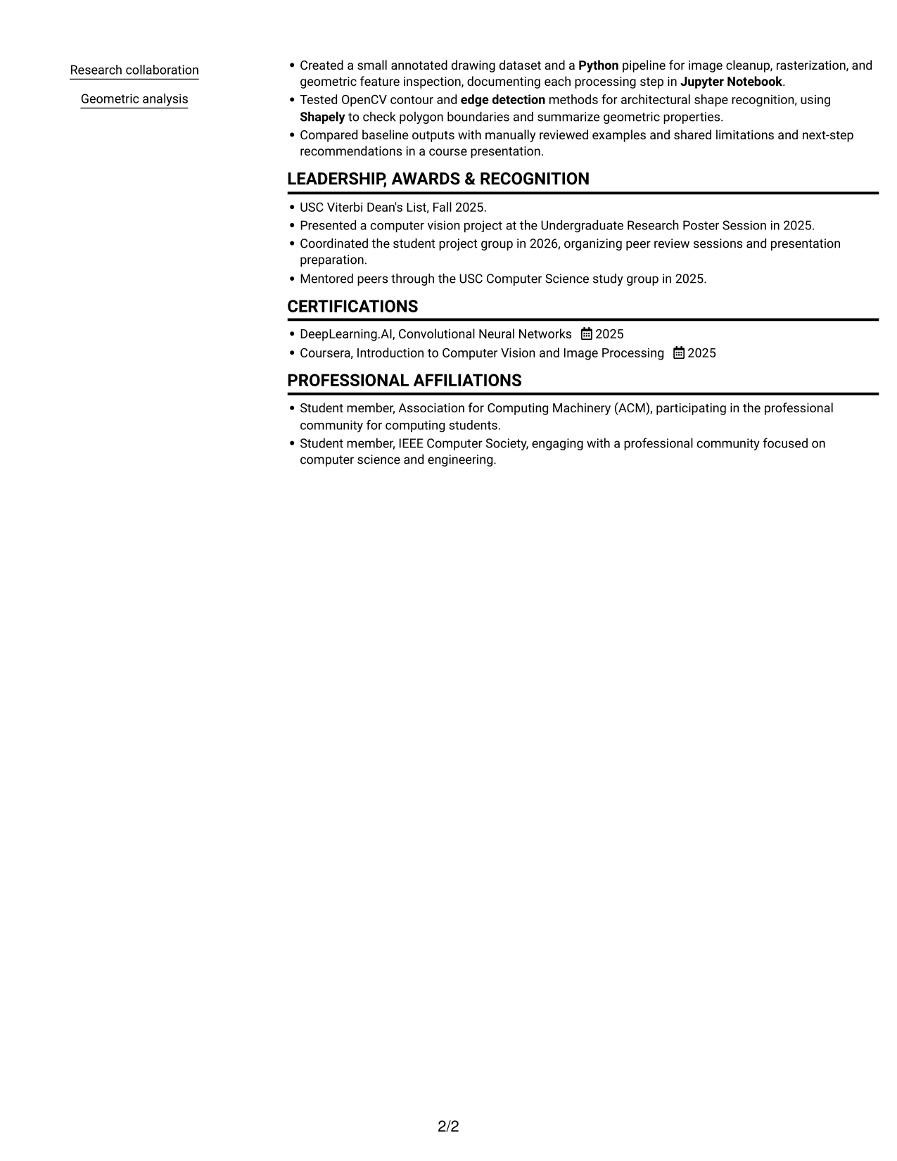 Resume example — page 2