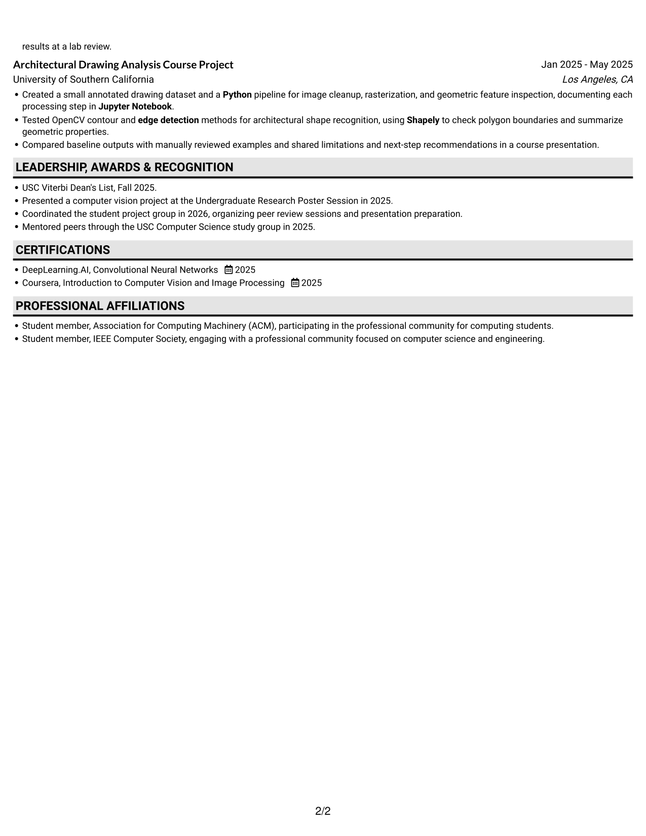 Resume example — page 2