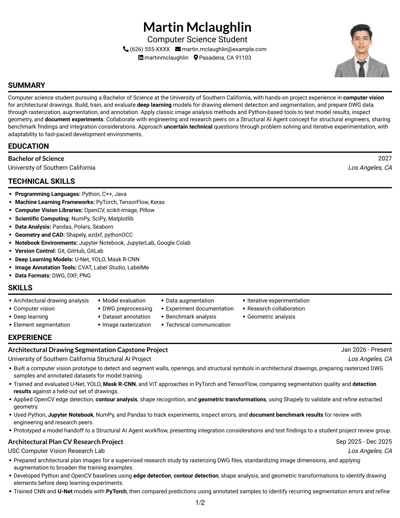 Resume example — page 1