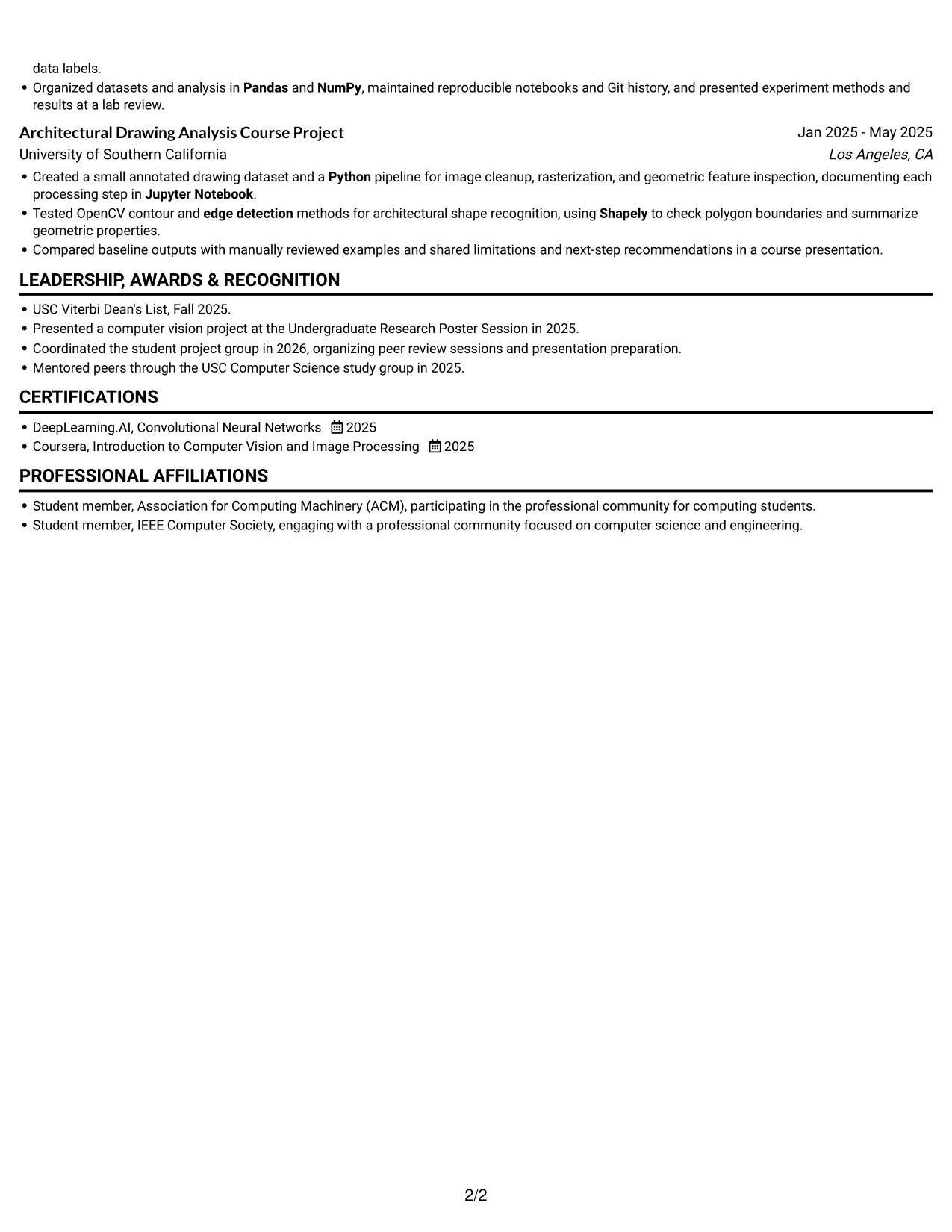 Resume example — page 2