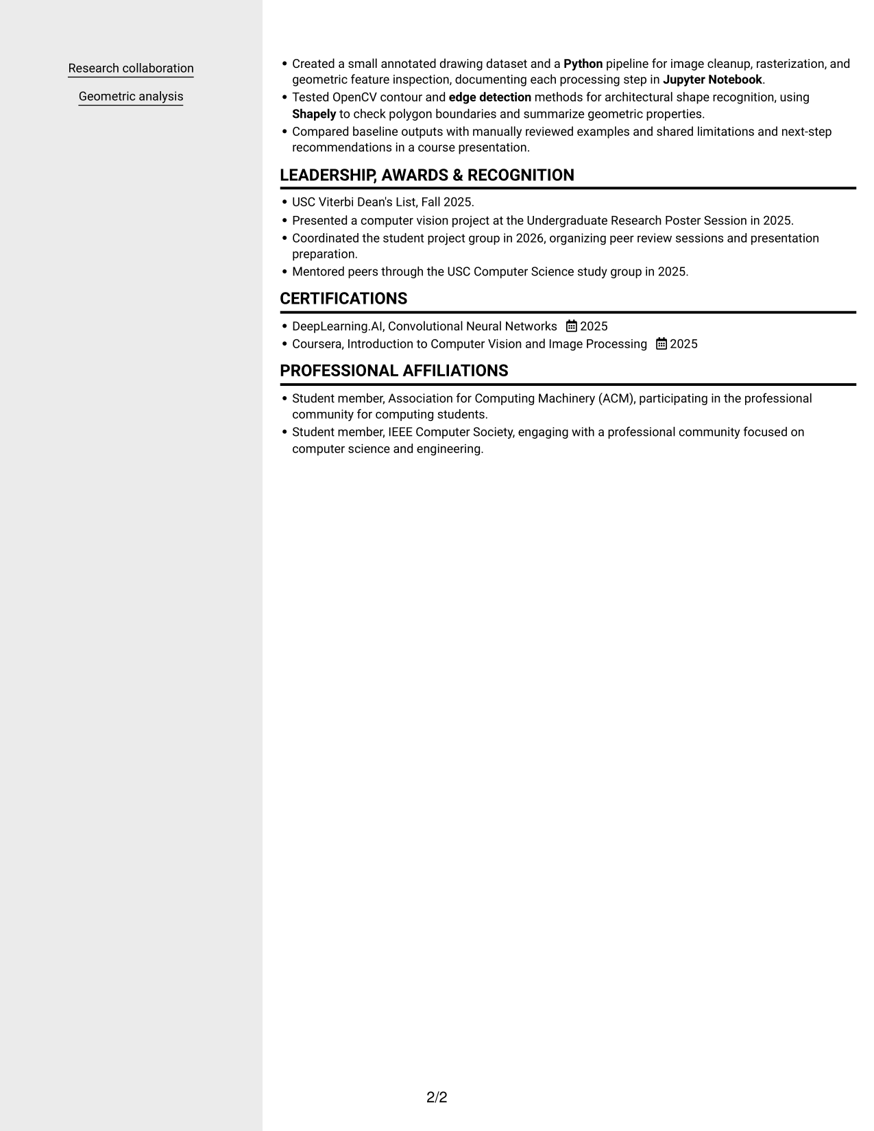 Resume example — page 2