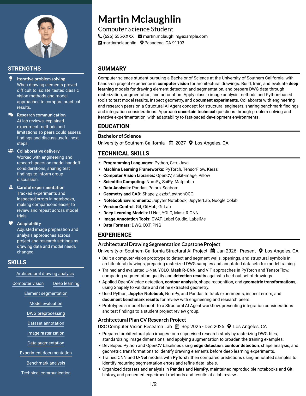 Resume example — page 1