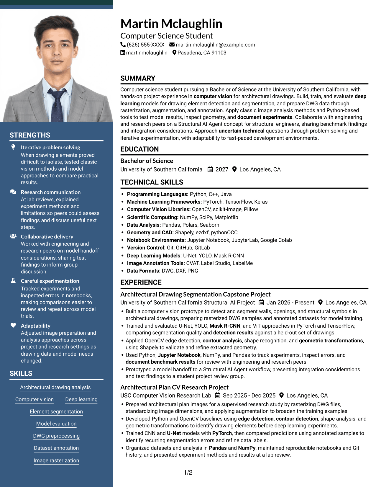 Resume example — page 1