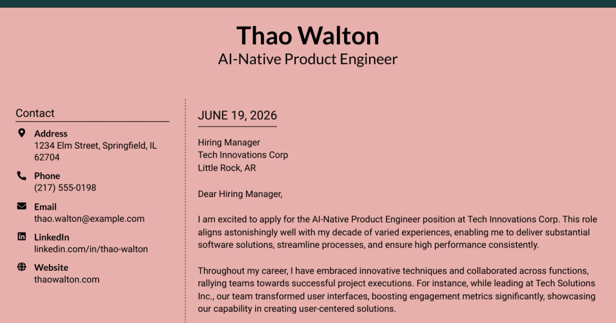 30+ AI-Native Product Engineer Cover Letter Templates with Example 2026