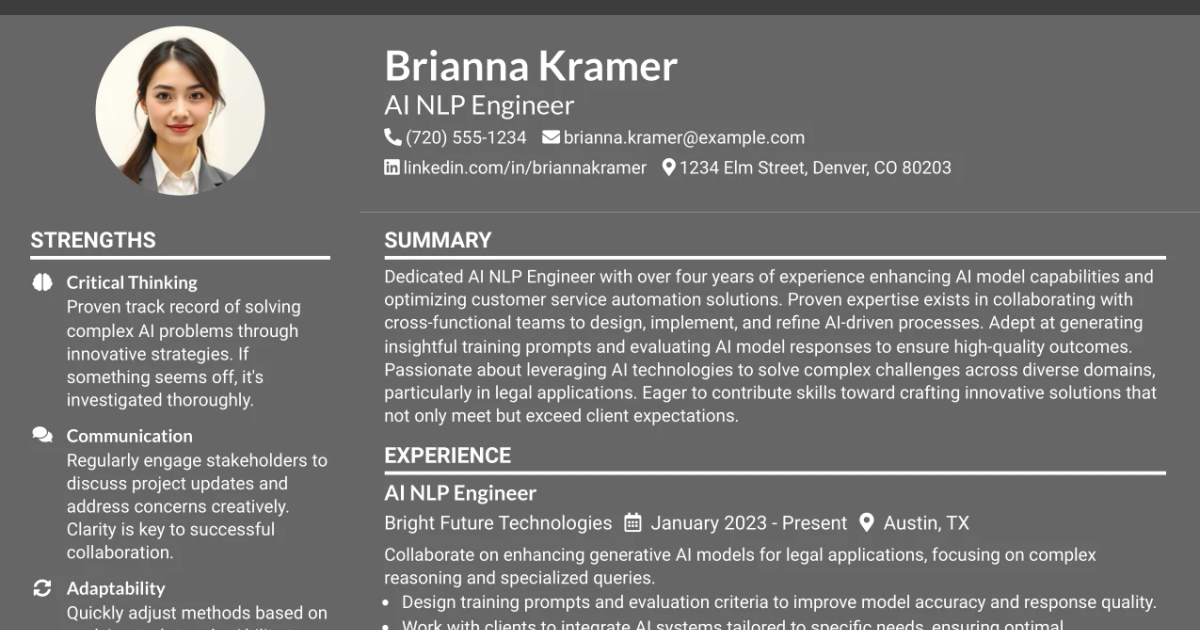 33 AI NLP Engineer Resume Templates with Example 2026 (ATS-Optimized)