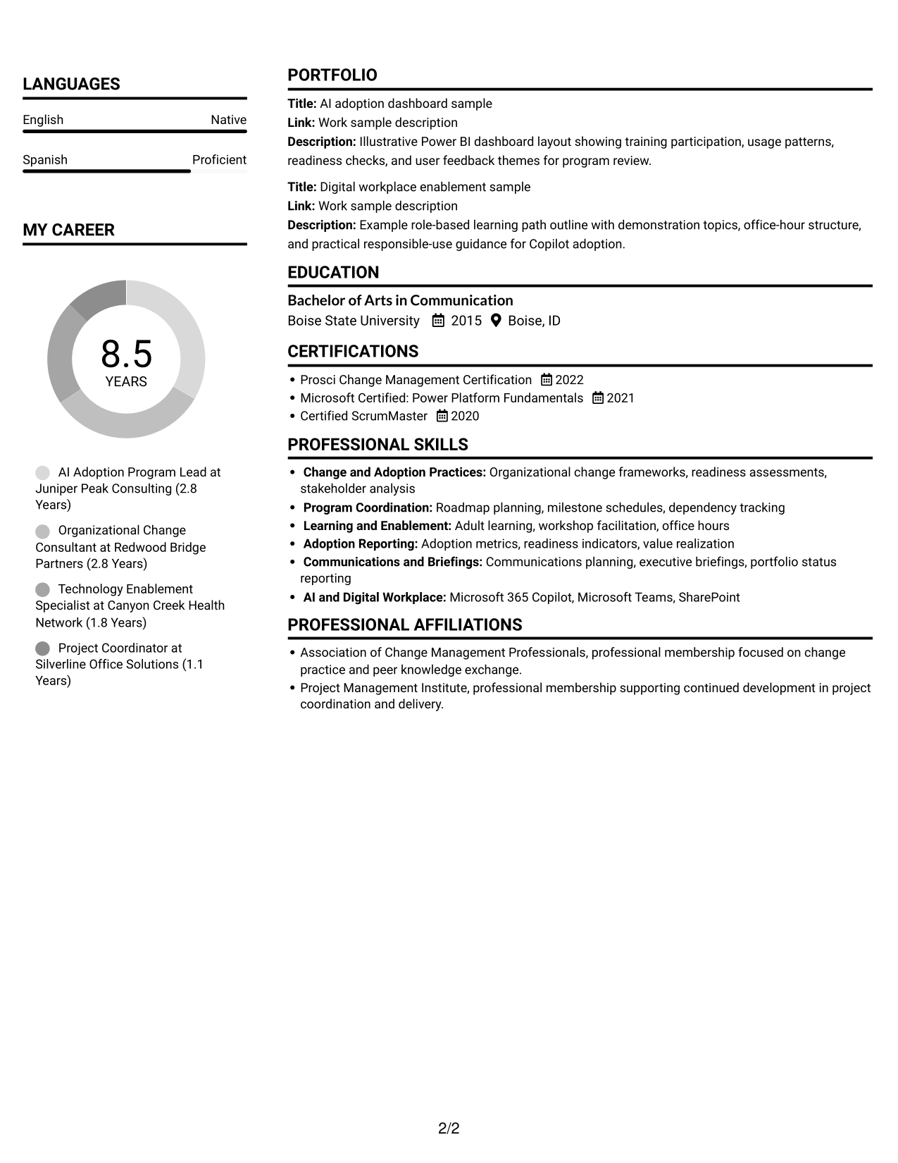 Resume example — page 2