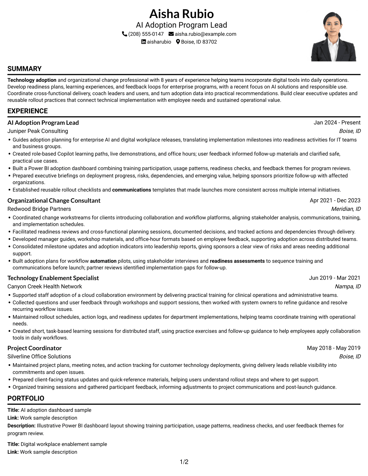 Resume example — page 1