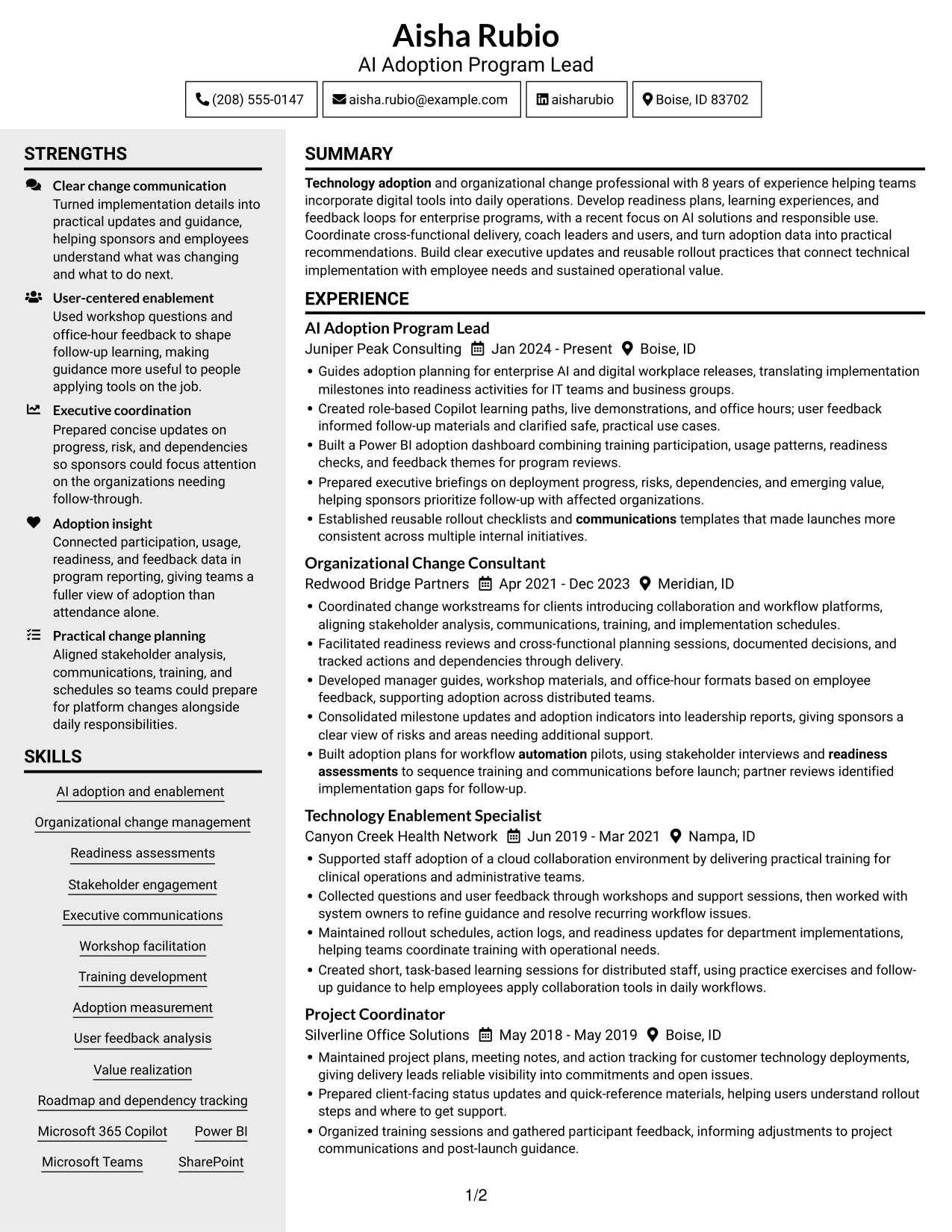 Resume example — page 1