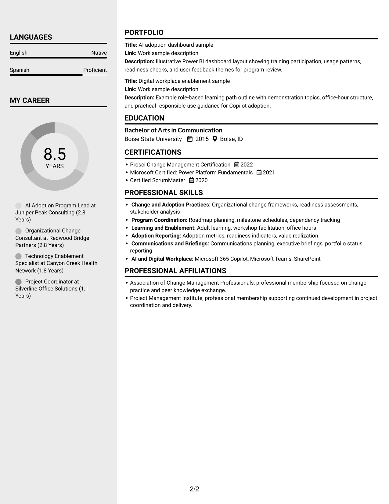 Resume example — page 2