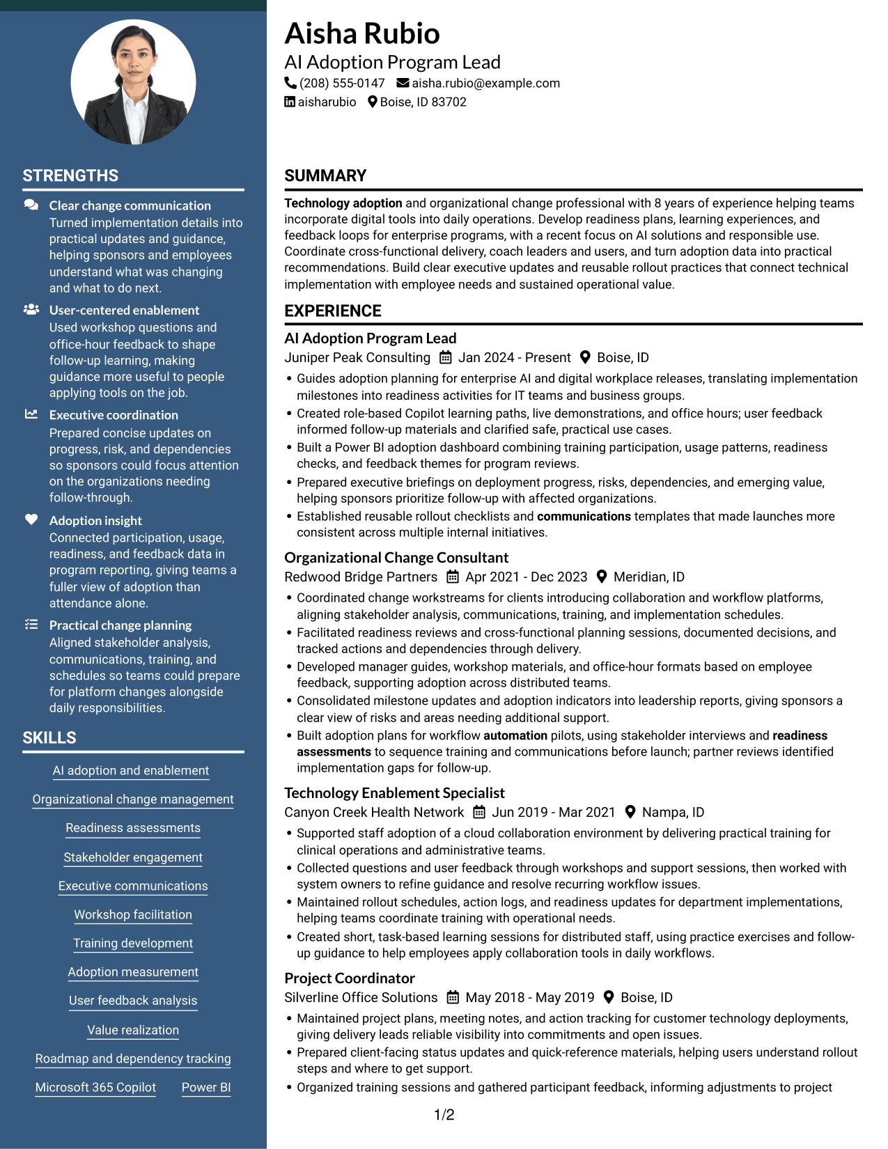 Resume example — page 1