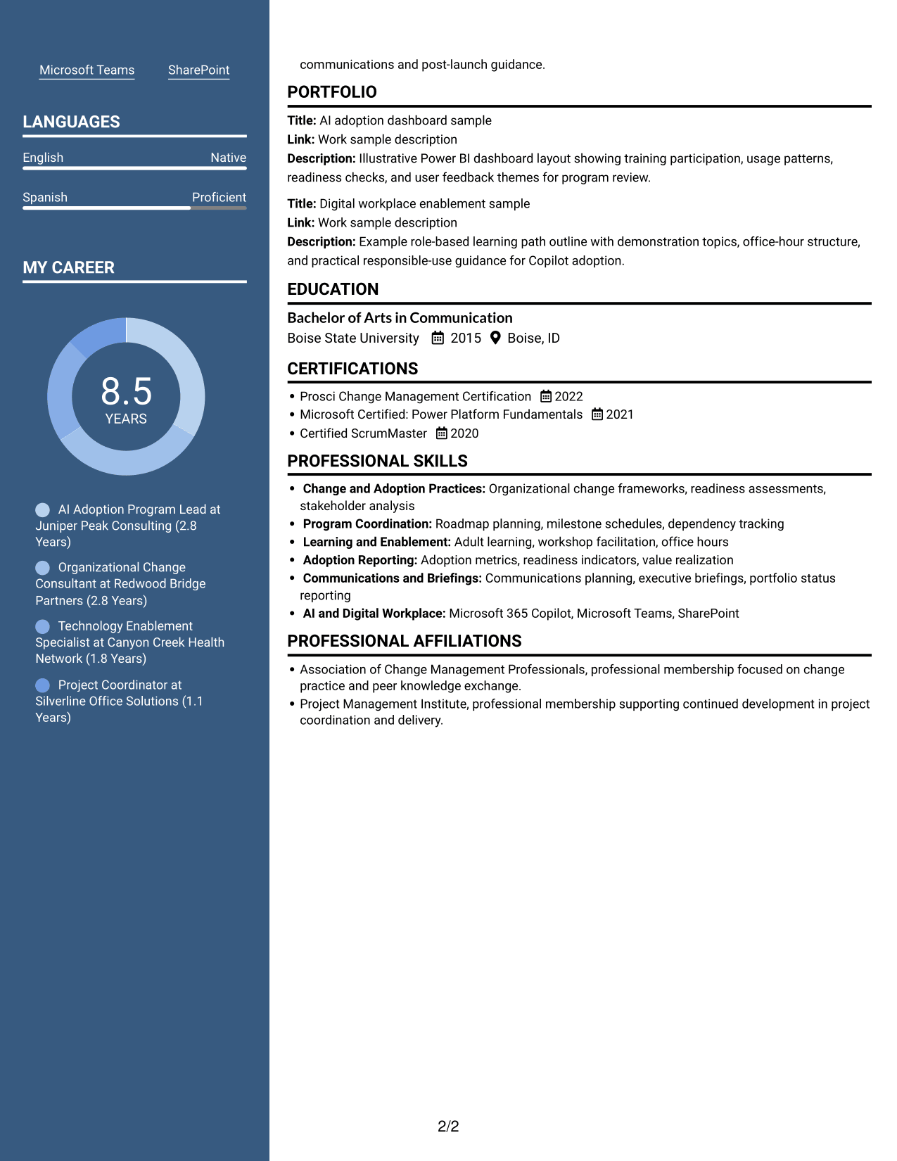 Resume example — page 2