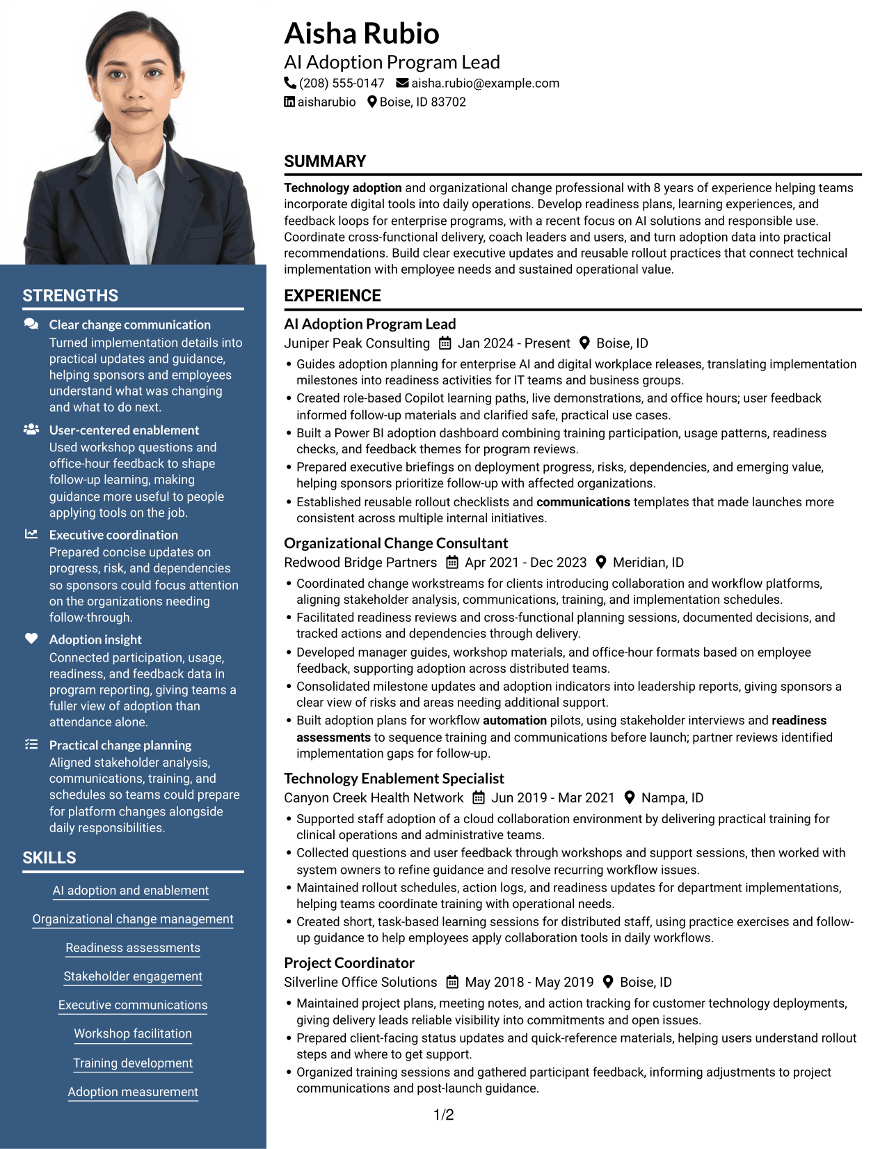 Resume example — page 1