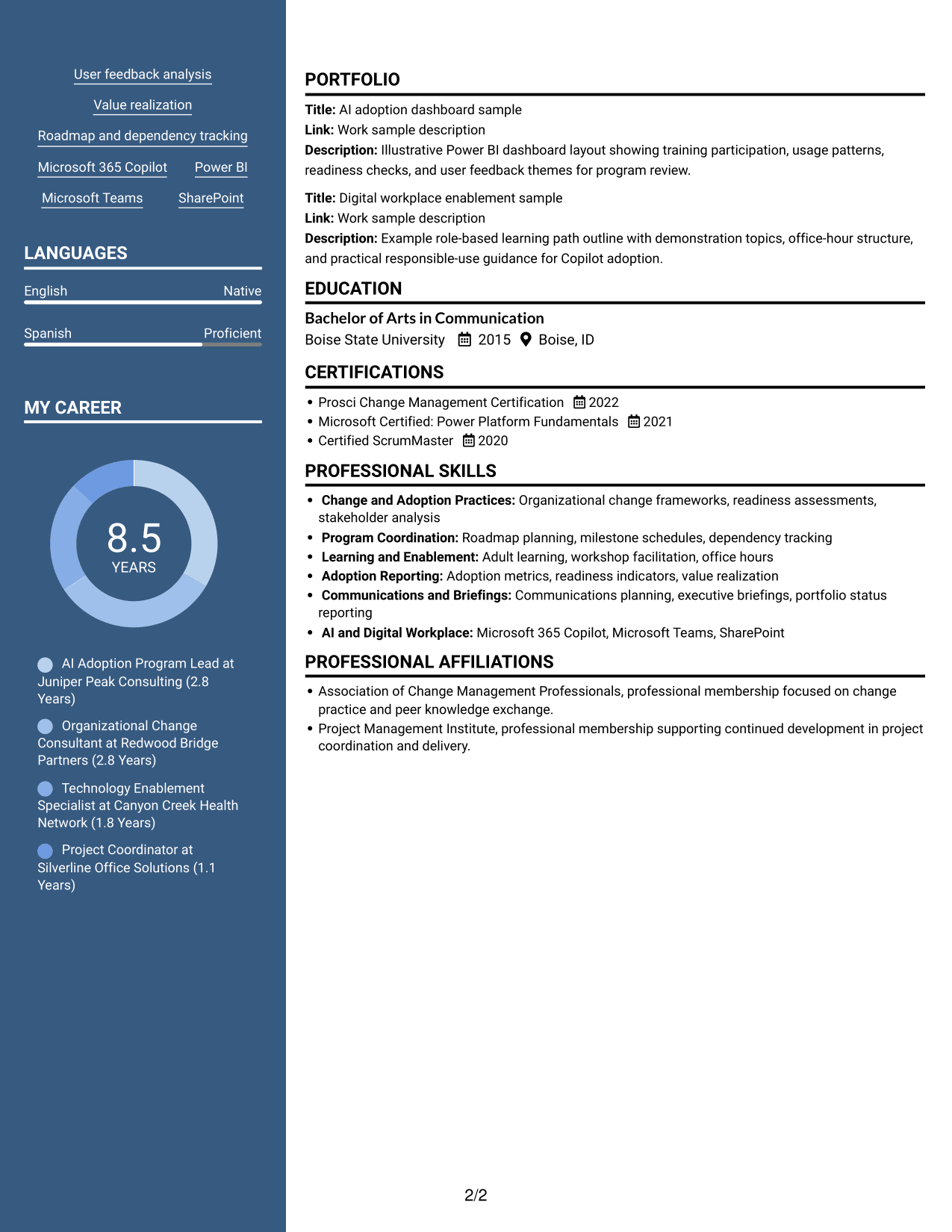 Resume example — page 2