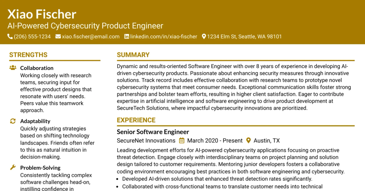 33 AI-Powered Cybersecurity Product Engineer Resume Templates with Example 2026 (ATS-Optimized)