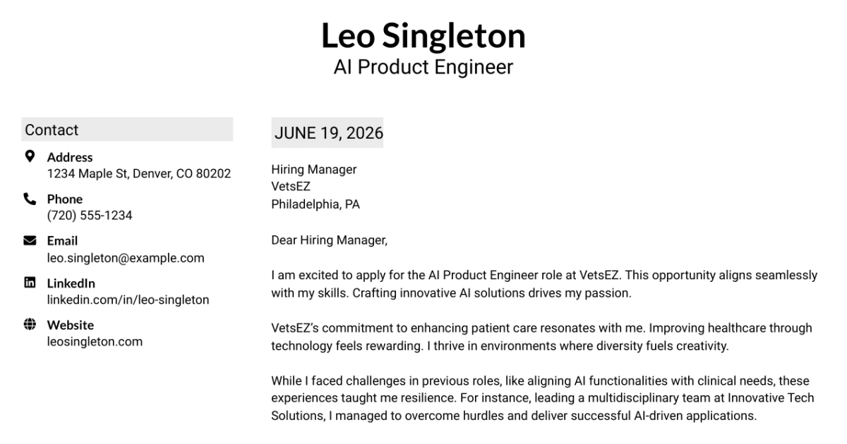 30+ AI Product Engineer Cover Letter Templates with Example 2026