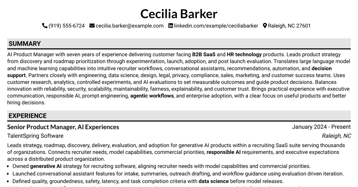 7 AI Product Manager Resume Templates with Example