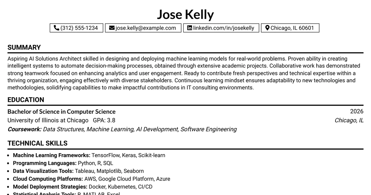 33 AI Solutions Architect Resume Templates with Example 2026 (ATS-Optimized)