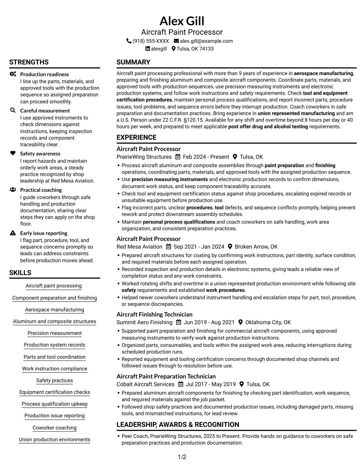 Resume example — page 1