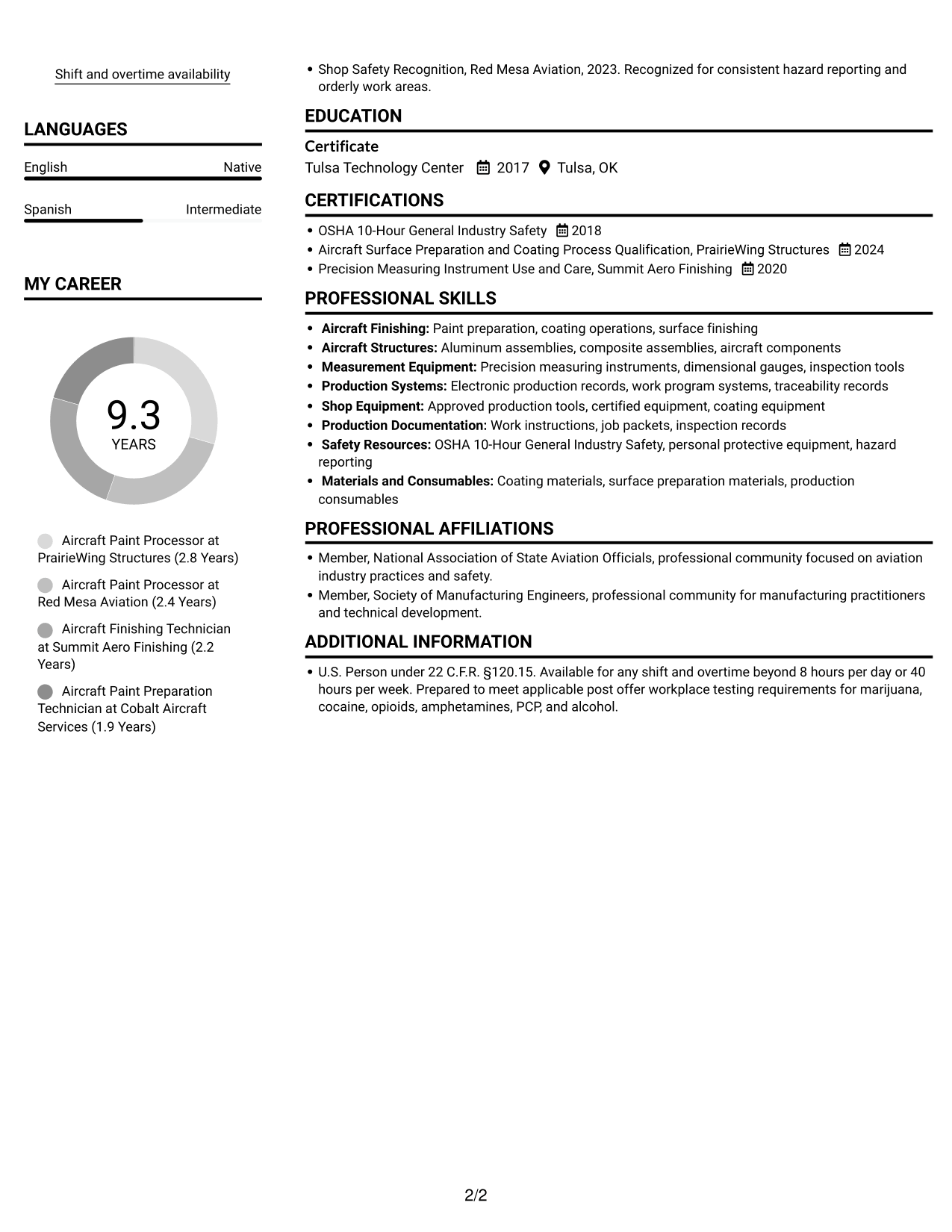 Resume example — page 2