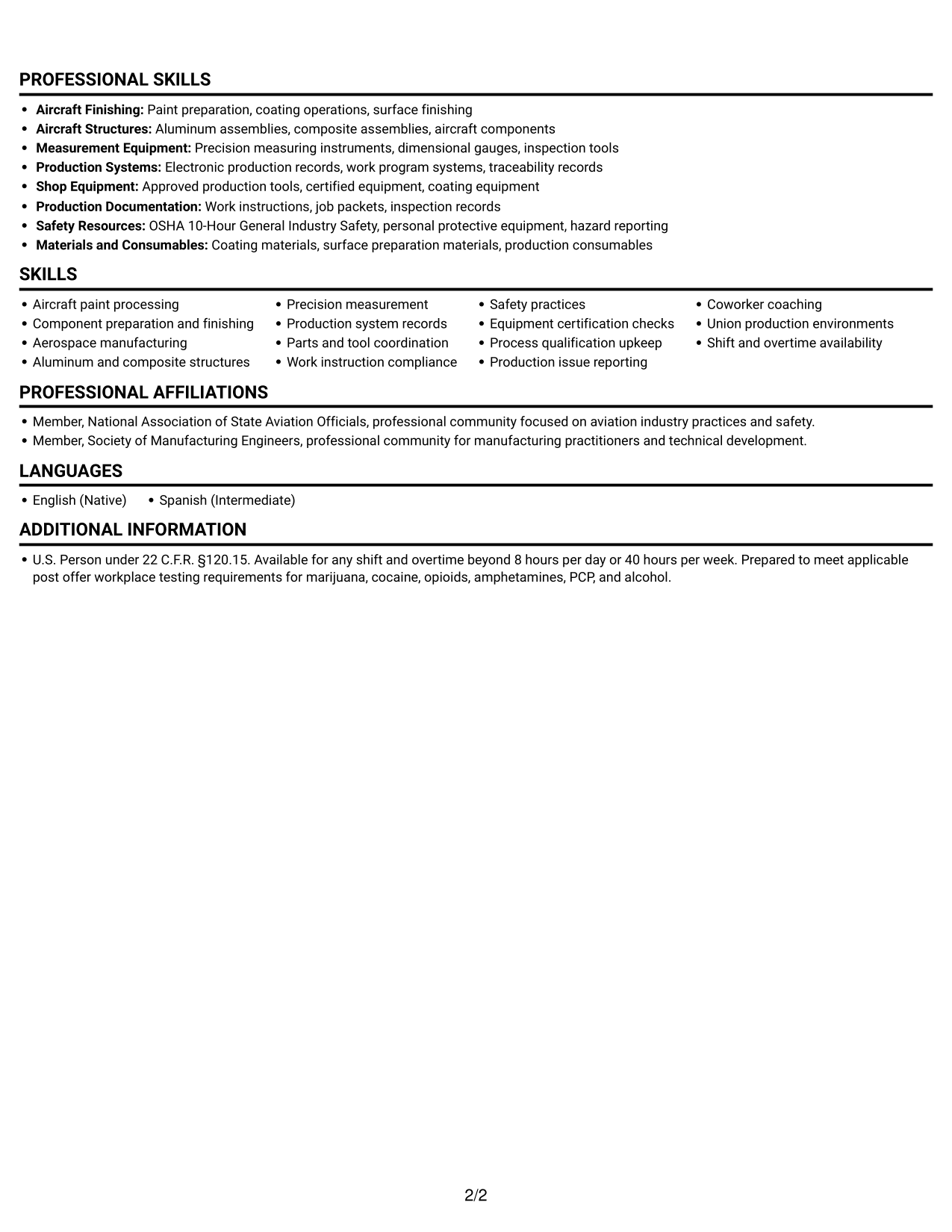 Resume example — page 2
