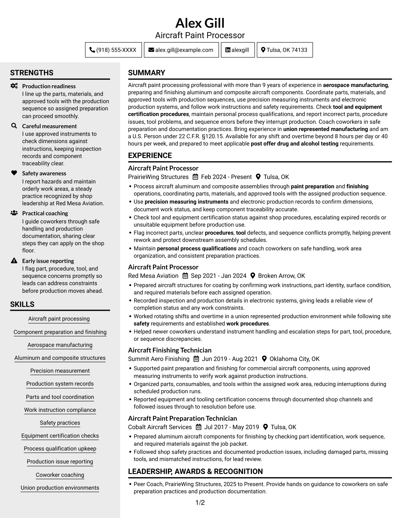 Resume example — page 1