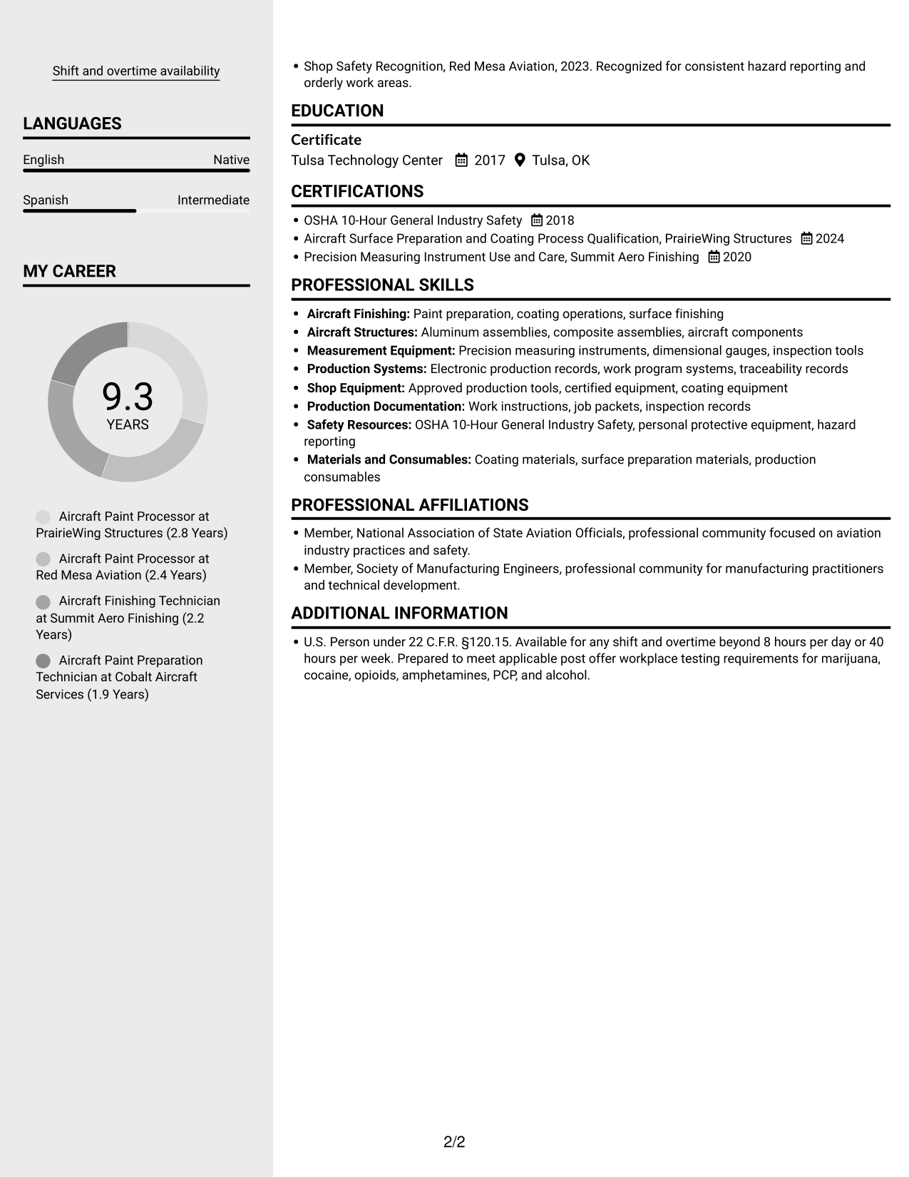 Resume example — page 2