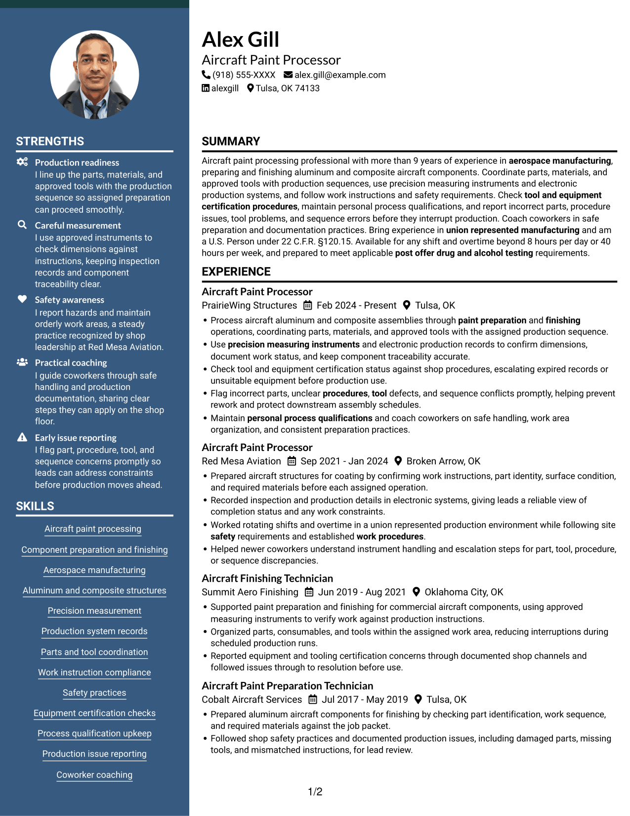 Resume example — page 1