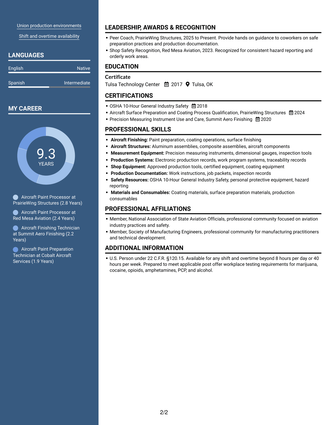 Resume example — page 2