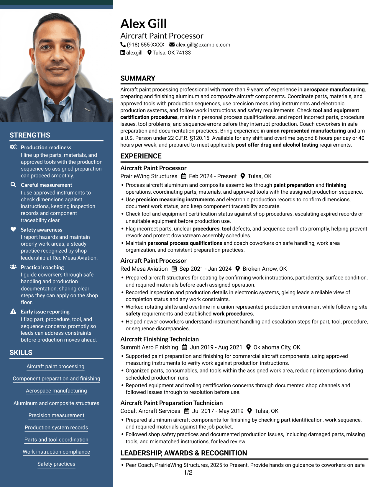 Resume example — page 1
