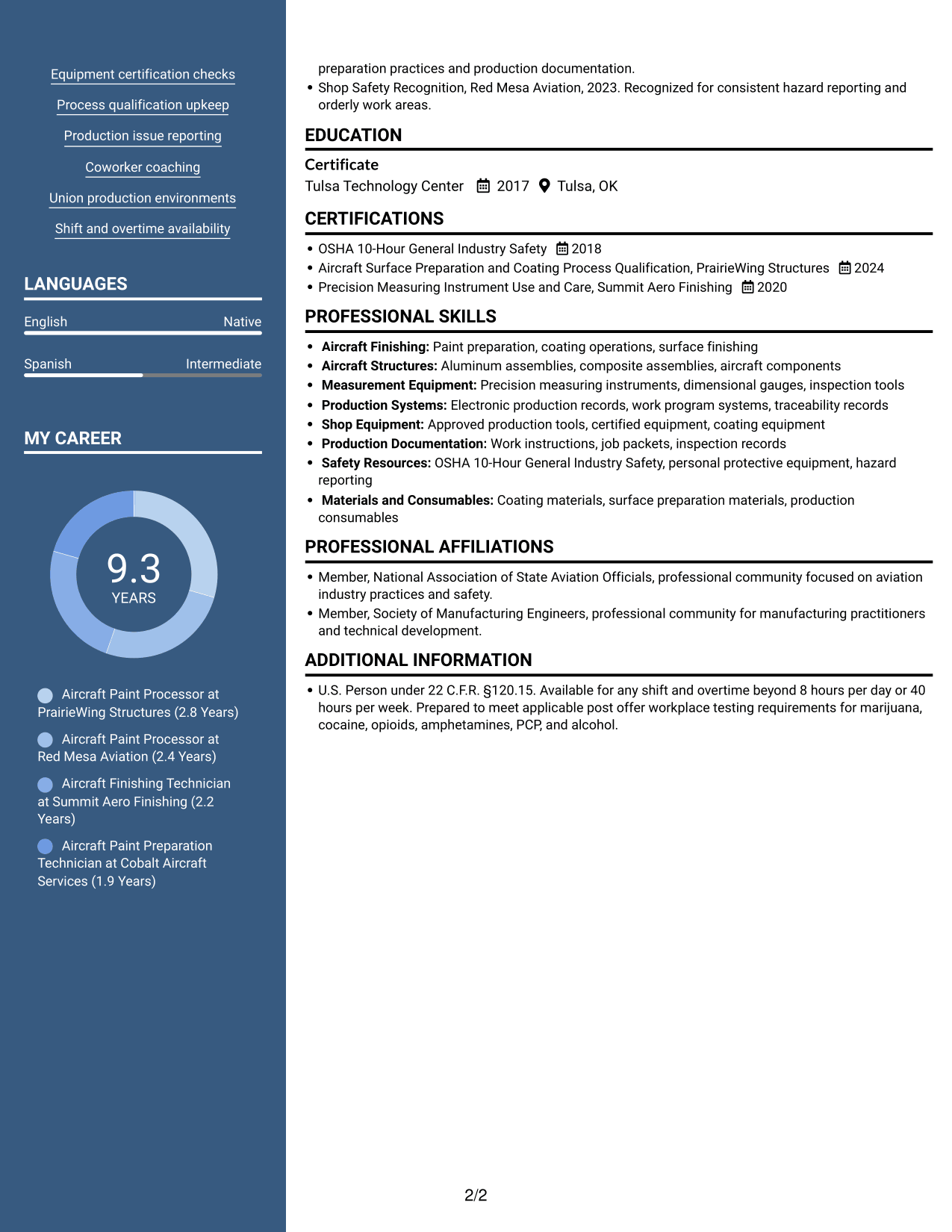 Resume example — page 2