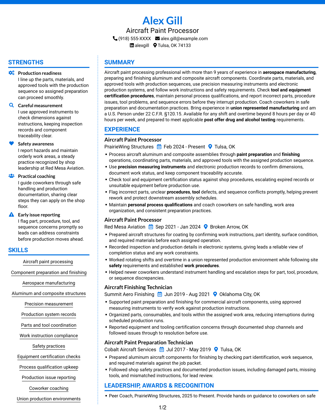 Resume example — page 1