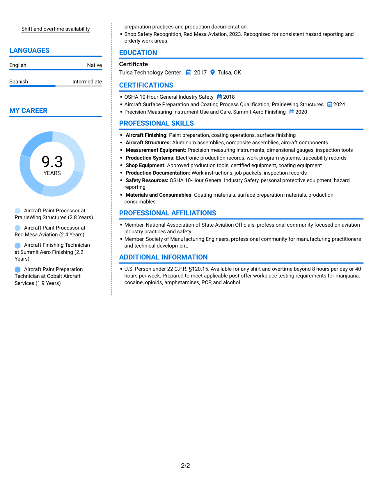 Resume example — page 2