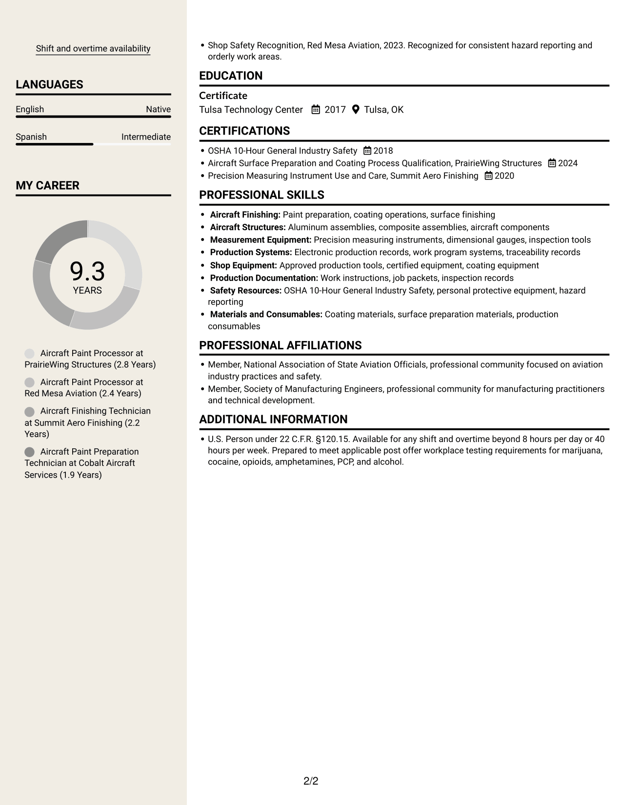 Resume example — page 2